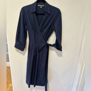 Donna Ricco Elegant Navy Wrap Dress